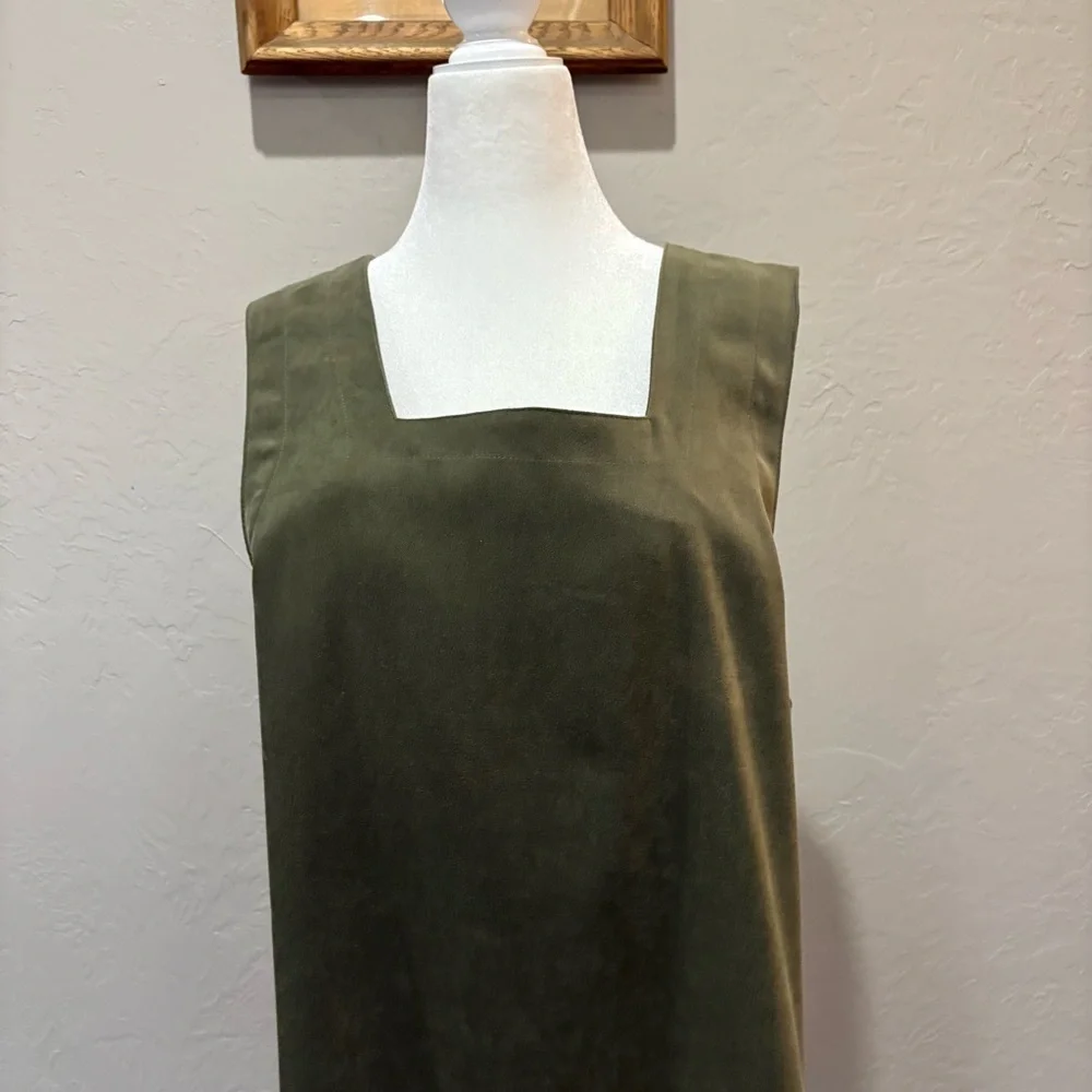 Decorated Originals Olive Green Sleeveless Midi Dress – Embroidered Hem LG - Picture 3 of 13